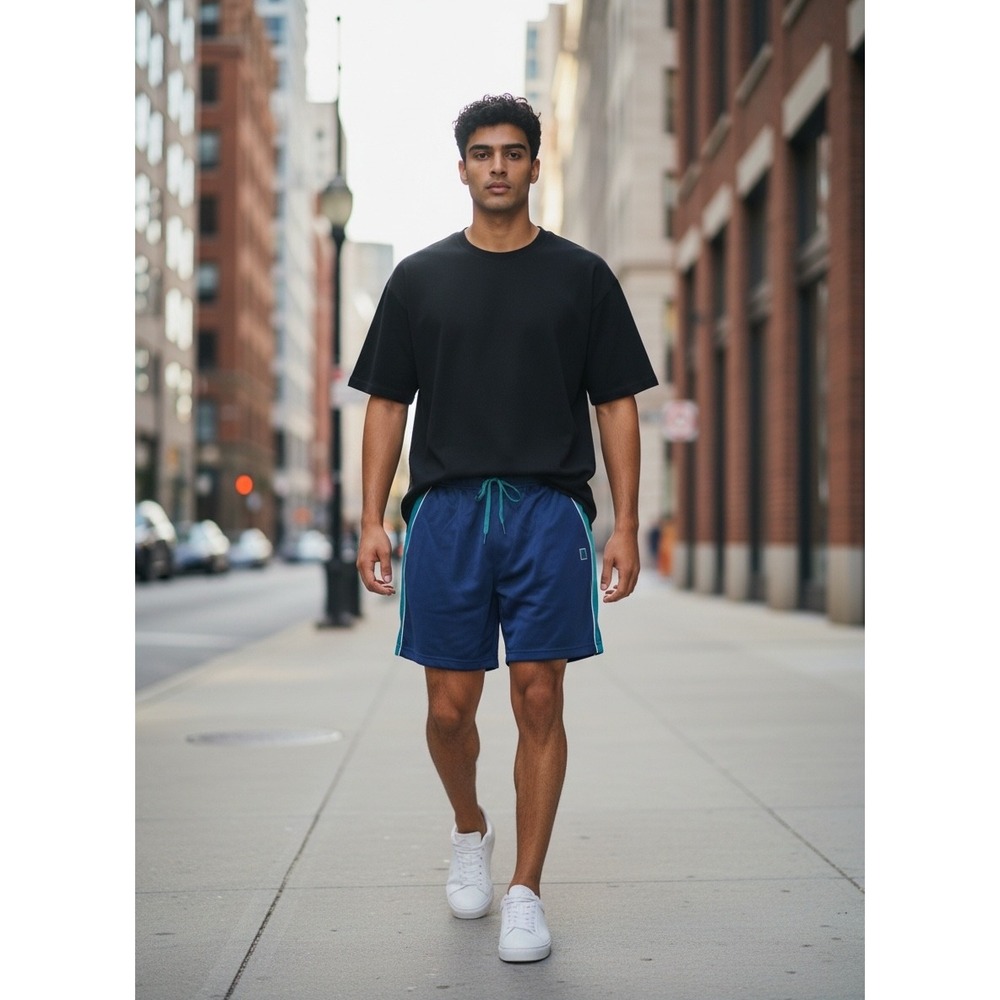 Reebok Mens RBK 7IN Short Medieval Blue Teal Mesh Athletic Gym 2XL Gym Workout